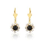 18K Gold Layered Oro Laminado Assorted Colors Flower Design Leverback Earrings 21.0195/1/2/3 (More Colors)