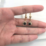 18K Gold Layered Oro Laminado Assorted Colors Flower Design Leverback Earrings 21.0195/1/2/3 (More Colors)