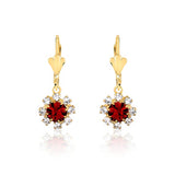 18K Gold Layered Oro Laminado Assorted Colors Flower Design Leverback Earrings 21.0195/1/2/3 (More Colors)