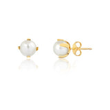 18K Gold Layered Oro Laminado 7mm Pearl Stud Push Back Earrings 21.0206/92