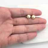 18K Gold Layered Oro Laminado 7mm Pearl Stud Push Back Earrings 21.0206/92