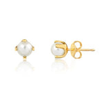 18K Gold Layered Oro Laminado 6mm Pearl Stud Push Back Earrings 21.0207/92