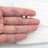 18K Gold Layered Oro Laminado 6mm Pearl Stud Push Back Earrings 21.0207/92