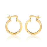 18K Gold Layered Oro Laminado 20 mm Diamond Cutting Finish Cuboid Hoops Wholesale 21.0210