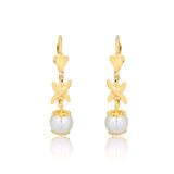 18K Gold Layered Oro Laminado Venturina Stone & Pearl Drop Dangle Earrings 21.0213/16/92