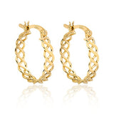 18K Gold Layered Oro Laminado 17 mm Cut Out Braid Hoops Wholesale 21.0214