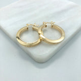 18K Gold Layered Oro Laminado 25 mm Diamond Cutting Finish Cuboid Hoops Wholesale 21.0218