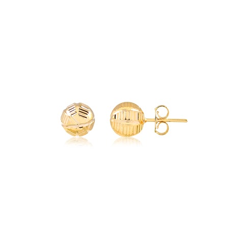 18K Gold Layered Oro Laminado 8 mm Texturized Ball Drop In Long Threader Earrings Wholesale 21.0344
