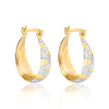18K Gold Layered  Oro Laminado 20 mm Zic Zac Two Tone Hoops Wholesales 21.0281