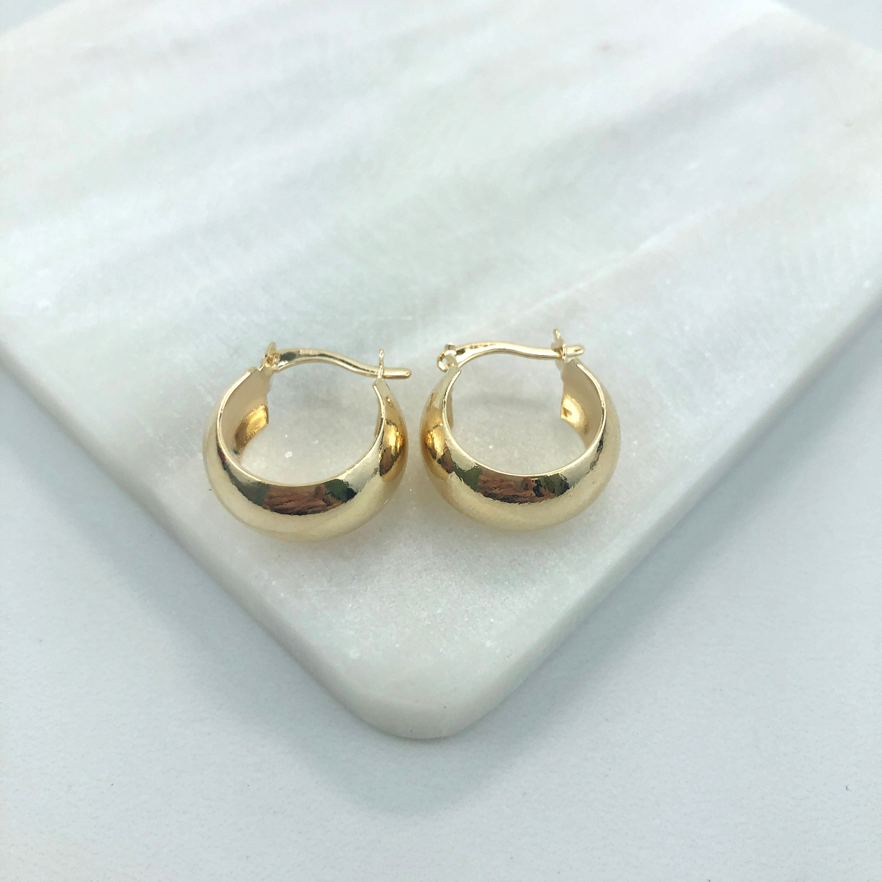 18K Gold Layered Oro Laminado 17mm Cuboid Hoops Wholesales 21.0284