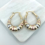 18K Gold Layered Oro Laminado 35 mm Tri-Tone Croissant Hoops 21.0304 Wholesale