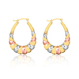 18K Gold Layered Oro Laminado 35 mm Tri-Tone Croissant Hoops 21.0304 Wholesale