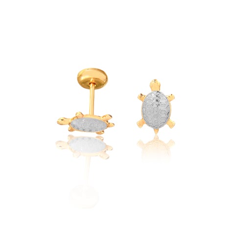 18K Gold Layered Oro Laminado Two Tones Turtles Design Plug Kids Earrings Wholesale 21.0336