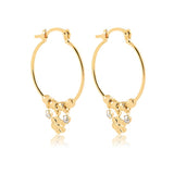 18K Gold Layered Oro Laminado 25 mm Cylinder Hoops with Flower Clear CZ Drop 21.0339/1