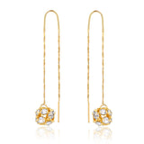 18K Gold Layered Oro Laminado Assorted Fire Ball Colors In Long Threader Earrings Wholesale 21.0357/1/3/8/17/21/31/38/71