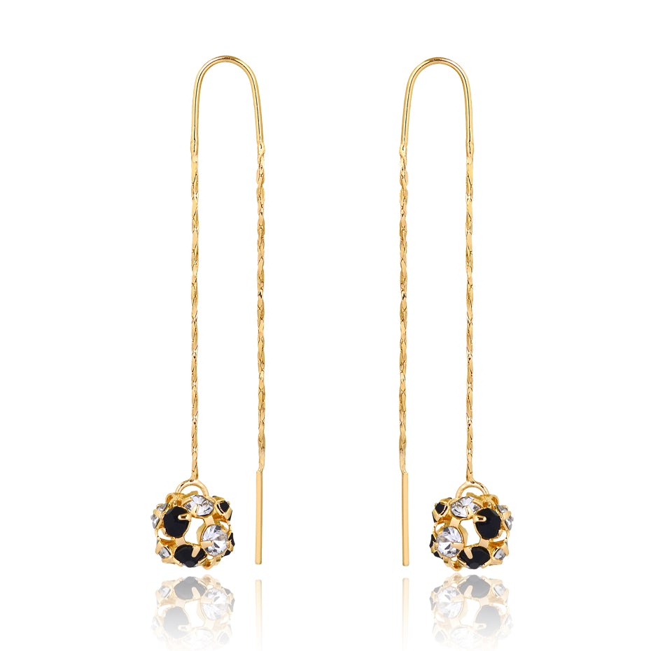 18K Gold Layered Oro Laminado Assorted Fire Ball Colors In Long Threader Earrings Wholesale 21.0357/1/3/8/17/21/31/38/71
