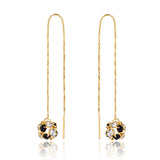 18K Gold Layered Oro Laminado Assorted Fire Ball Colors In Long Threader Earrings Wholesale 21.0357/1/3/8/17/21/31/38/71