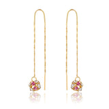 18K Gold Layered Oro Laminado Assorted Fire Ball Colors In Long Threader Earrings Wholesale 21.0357/1/3/8/17/21/31/38/71