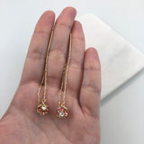 18K Gold Layered Oro Laminado Assorted Fire Ball Colors In Long Threader Earrings Wholesale 21.0357/1/3/8/17/21/31/38/71