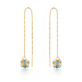 18K Gold Layered Oro Laminado Assorted Fire Ball Colors In Long Threader Earrings Wholesale 21.0357/1/3/8/17/21/31/38/71