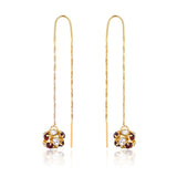 18K Gold Layered Oro Laminado Assorted Fire Ball Colors In Long Threader Earrings Wholesale 21.0357/1/3/8/17/21/31/38/71