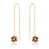 18K Gold Layered Oro Laminado Assorted Fire Ball Colors In Long Threader Earrings Wholesale 21.0357/1/3/8/17/21/31/38/71