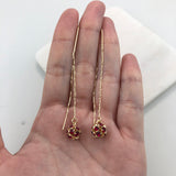 18K Gold Layered Oro Laminado Assorted Fire Ball Colors In Long Threader Earrings Wholesale 21.0357/1/3/8/17/21/31/38/71