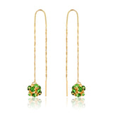 18K Gold Layered Oro Laminado Assorted Fire Ball Colors In Long Threader Earrings Wholesale 21.0357/1/3/8/17/21/31/38/71
