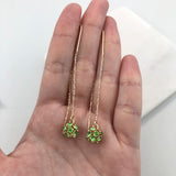 18K Gold Layered Oro Laminado Assorted Fire Ball Colors In Long Threader Earrings Wholesale 21.0357/1/3/8/17/21/31/38/71