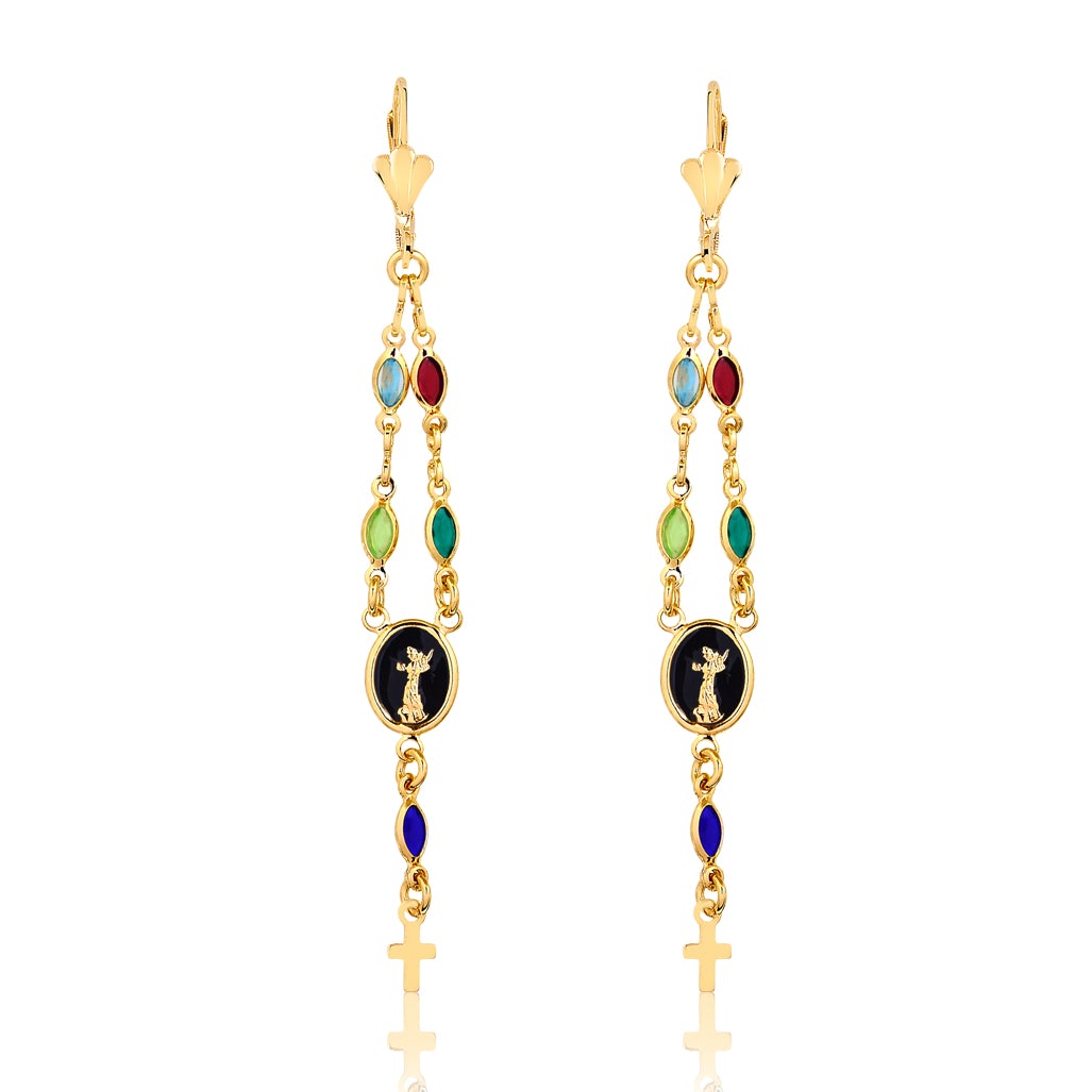 18K Gold Layered Oro Laminado Multicolor Rhinestone