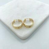 18K Gold Layered Oro Laminado 17 mm Diamond Cutting Flat Hoops Wholesale 21.0385
