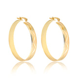 18K Gold Layered Oro Laminado 39 mm Diamond Cut Flat Hoops Wholesale 21.0391