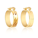 18K Gold Layered Oro Laminado 18 mm Diamond Cut Flat Hoops 21.0398