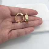 18K Gold Layered Oro Laminado 18 mm Diamond Cut Flat Hoops 21.0398