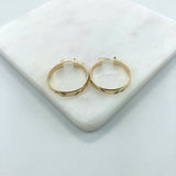 18K Gold Layered  Oro Laminado 22 mm Diamond Cutting Flat Hoops Wholesale 21.0407