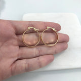 18K Gold Layered  Oro Laminado 22 mm Diamond Cutting Flat Hoops Wholesale 21.0407