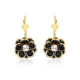 18K Gold Layered Oro Laminado Clear Cubic Zirconia Center with Black