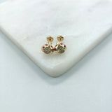 18K Gold Layered Oro Laminado Lady Bug With Clear Rhinestone Plug Kids Earrings 21.0413/3