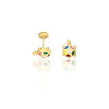 18K Gold Layered Oro Laminado Multicolor Enamel Turtle Plug Kids Earrings Wholesale 21.0414/17