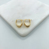 18K Gold Layered Oro Laminado 11 mm Diamond Cut Texturized Hoops Wholesale 21.0426