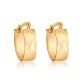 18K Gold Layered Oro Laminado 11 mm Diamond Cut Texturized Hoops Wholesale 21.0426