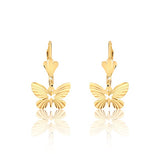 18K Gold Layered Oro Laminado Butterfly Design Dangle Leverback Earrings Wholesale 21.0433