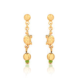 18K Gold Layered Oro Laminado Turtle Design Green Rhinestone Drop Earplugs Kids Earrings Wholesale 21.0440/8