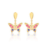 18K Gold Layered Oro Laminado Two-Tone Hoops Kids Earrings 21.0151