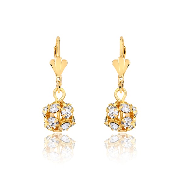18K gold Layered Oro laminado Assorted Fire Ball Colors Lever Back Earrings 21.0584/1/2/3/4/6/10/17