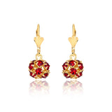 18K gold Layered Oro laminado Assorted Fire Ball Colors Lever Back Earrings 21.0584/1/2/3/4/6/10/17