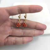 18K gold Layered Oro laminado Assorted Fire Ball Colors Lever Back Earrings 21.0584/1/2/3/4/6/10/17