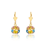 18K gold Layered Oro laminado Assorted Fire Ball Colors Lever Back Earrings 21.0584/1/2/3/4/6/10/17