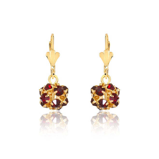 18K gold Layered Oro laminado Assorted Fire Ball Colors Lever Back Earrings 21.0584/1/2/3/4/6/10/17