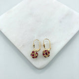 18K gold Layered Oro laminado Assorted Fire Ball Colors Lever Back Earrings 21.0584/1/2/3/4/6/10/17